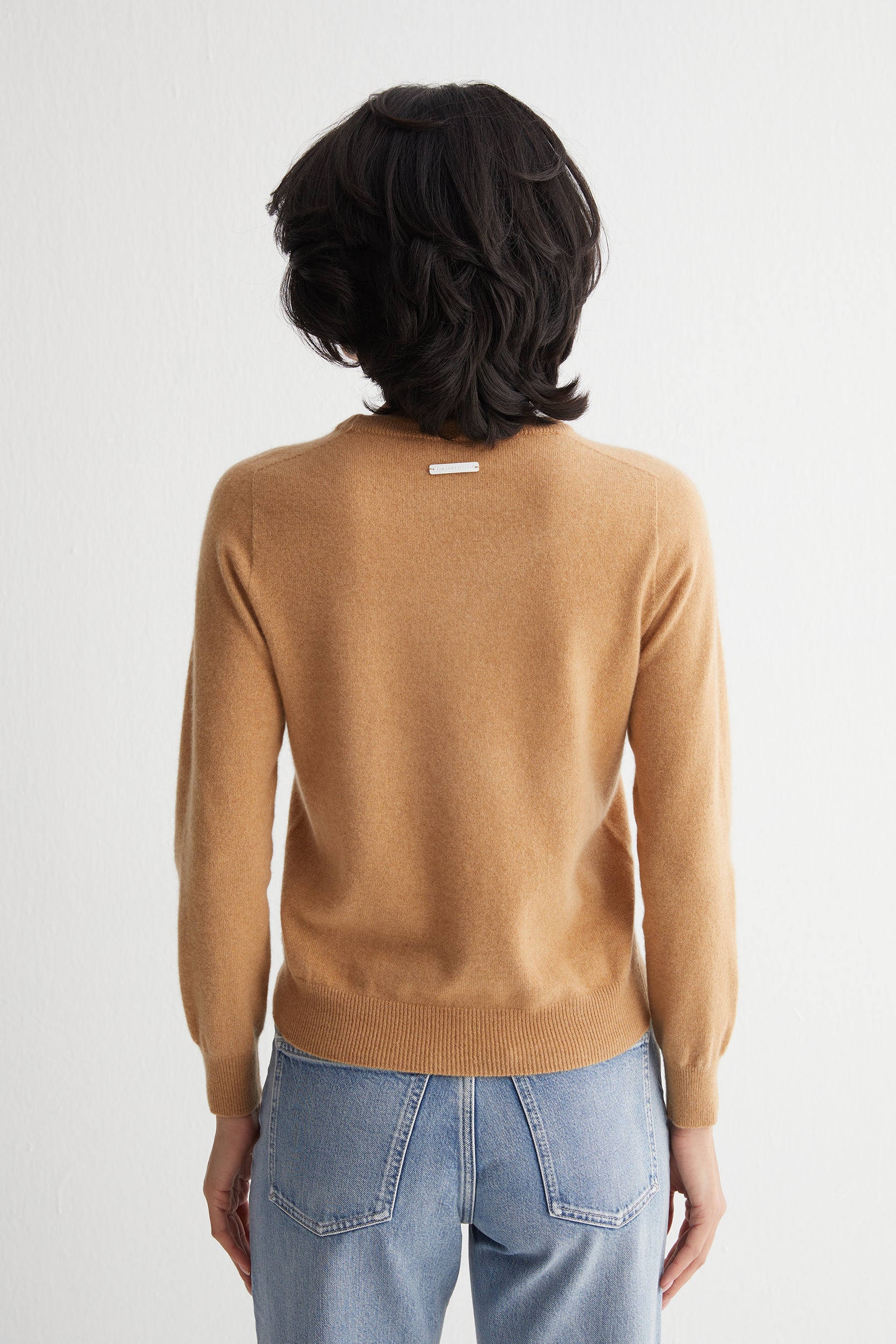 Bej Alexia Saf Kaşmir Bisiklet Yaka Kazak