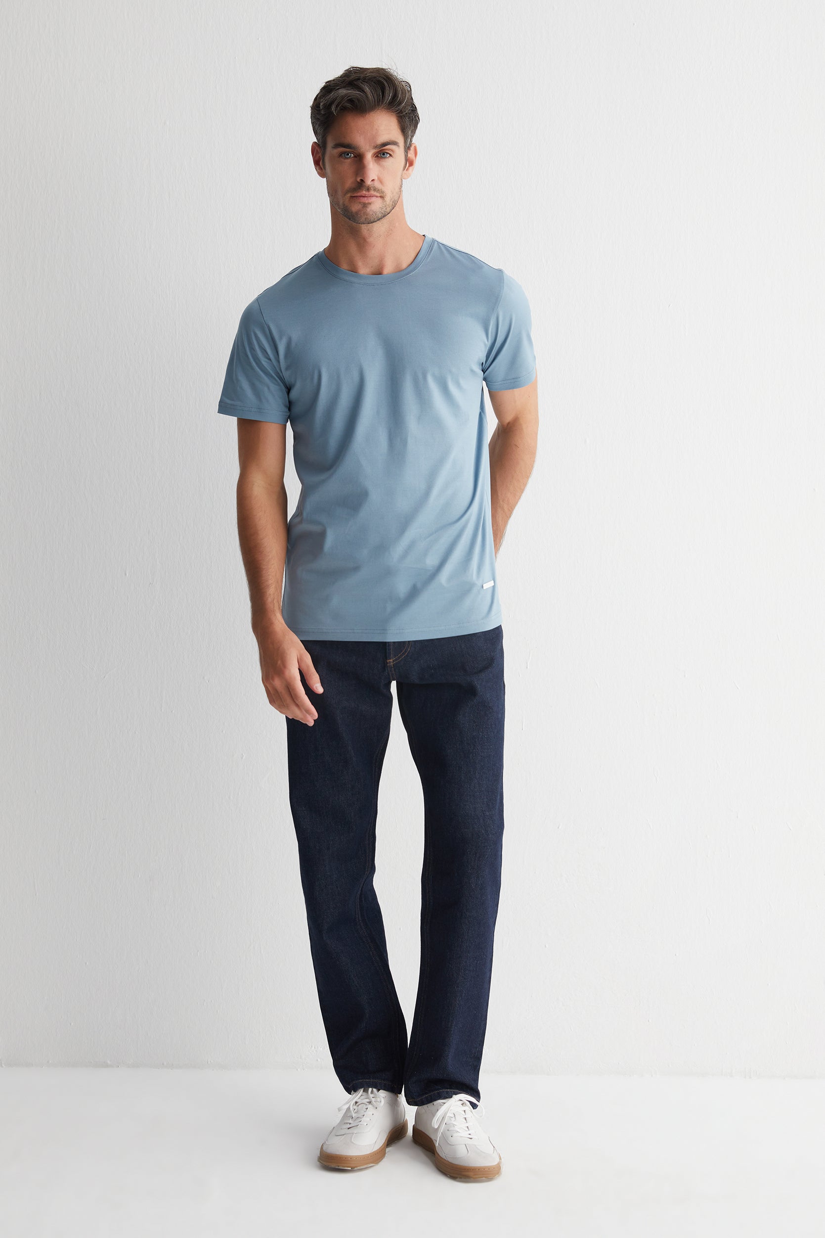 Açık Mavi Kevin Bisiklet Yaka T-Shirt