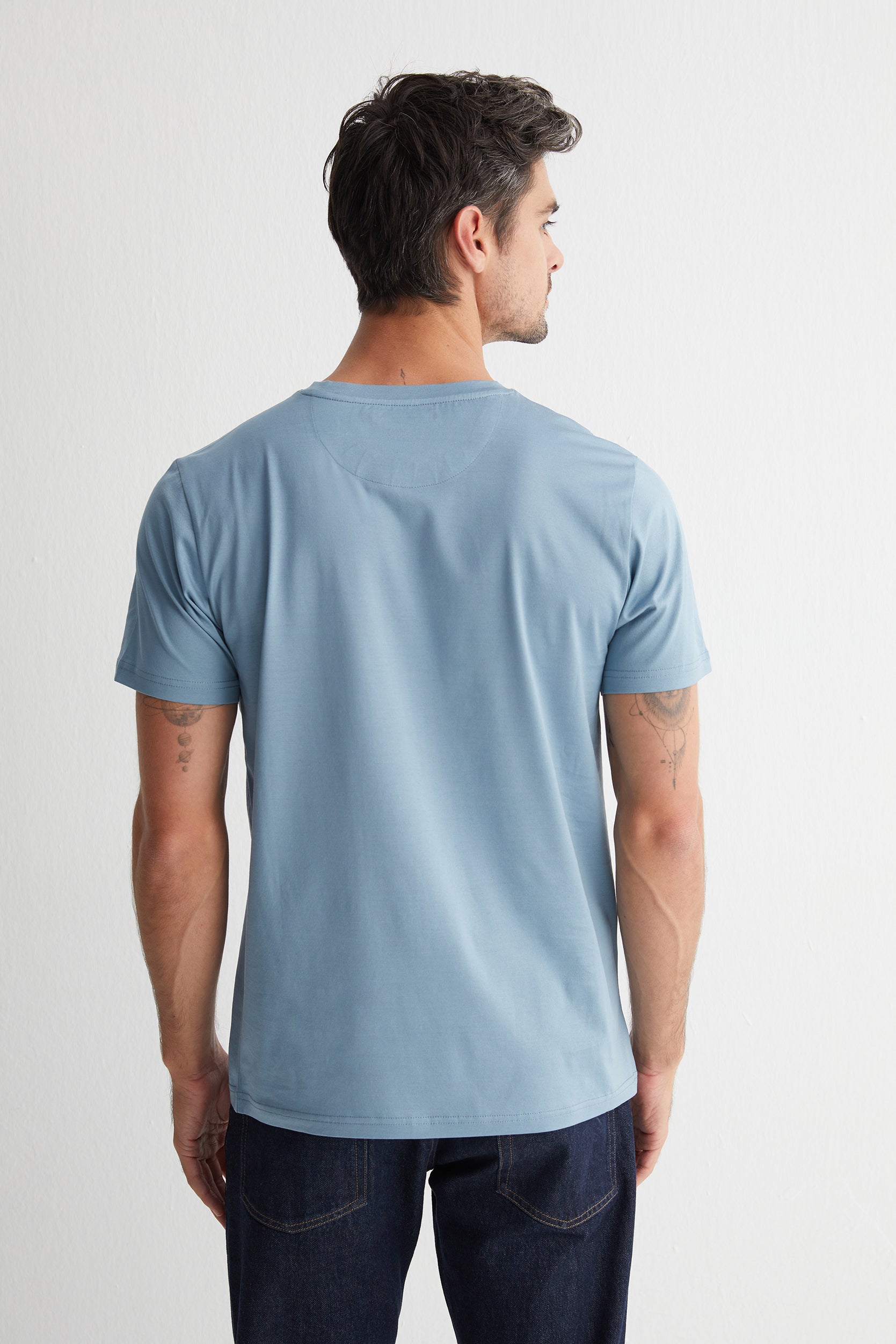 Açık Mavi Kevin Bisiklet Yaka T-Shirt