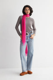 Fuşya Larissa Saf Kaşmir Şal 100x230 cm