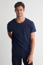 Lacivert Saf Pamuk Marc Yuvarlak Yaka Erkek Basic Tişört