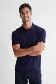 Lacivert Paul İpek Kaşmir Kısa Kollu Polo