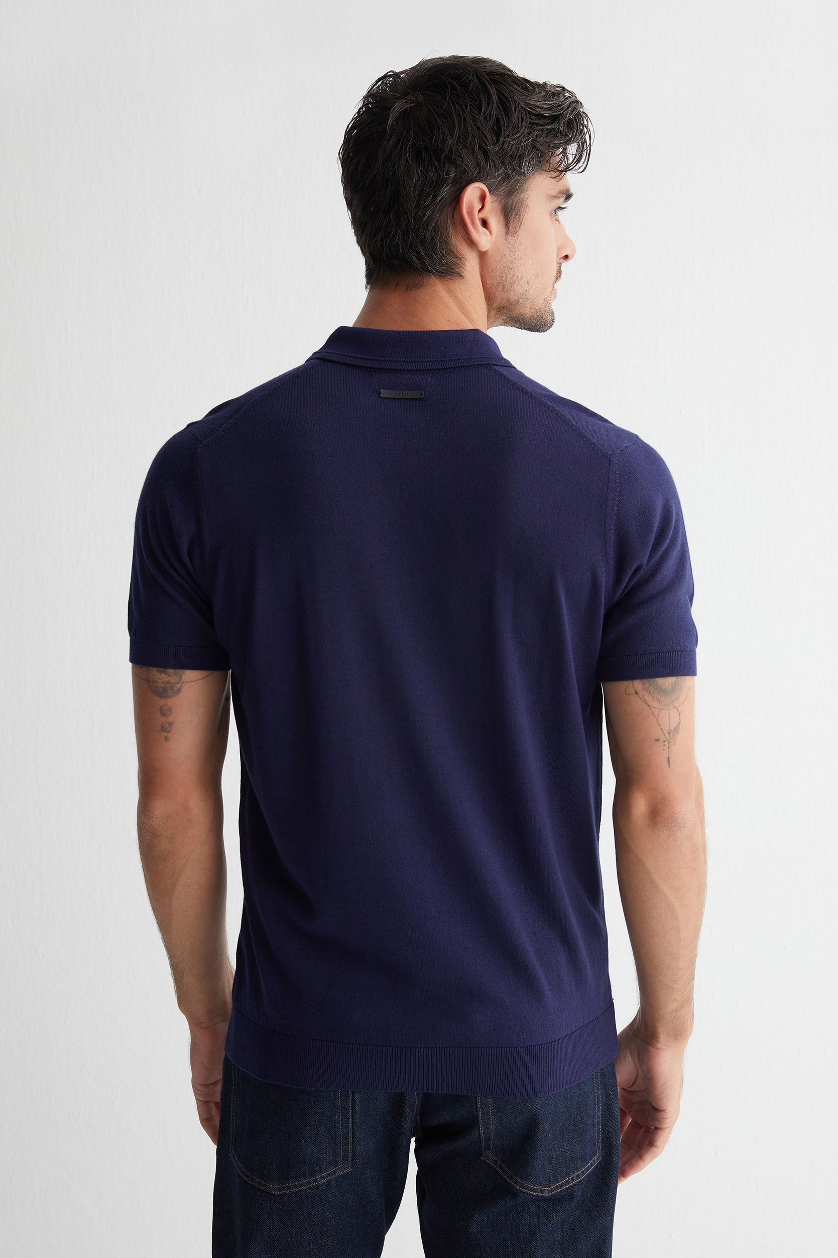 Lacivert Paul İpek Kaşmir Kısa Kollu Polo
