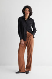 Kahverengi Astrid Saf İpek Pantolon