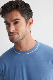 Mavi Kevin Bisiklet Yaka Kısa Kollu Triko