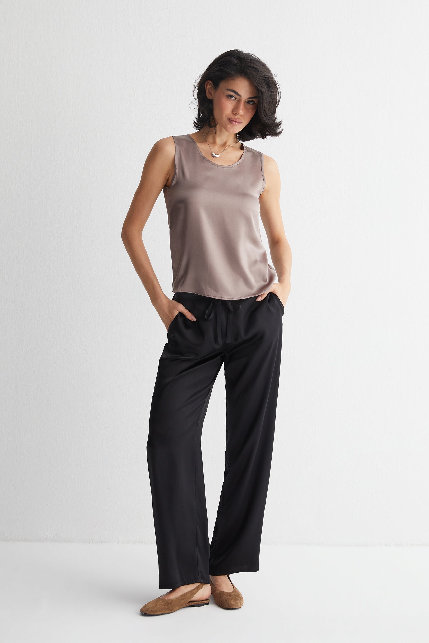 Vizon Toscana İpek Yuvarlak Yaka Bluz