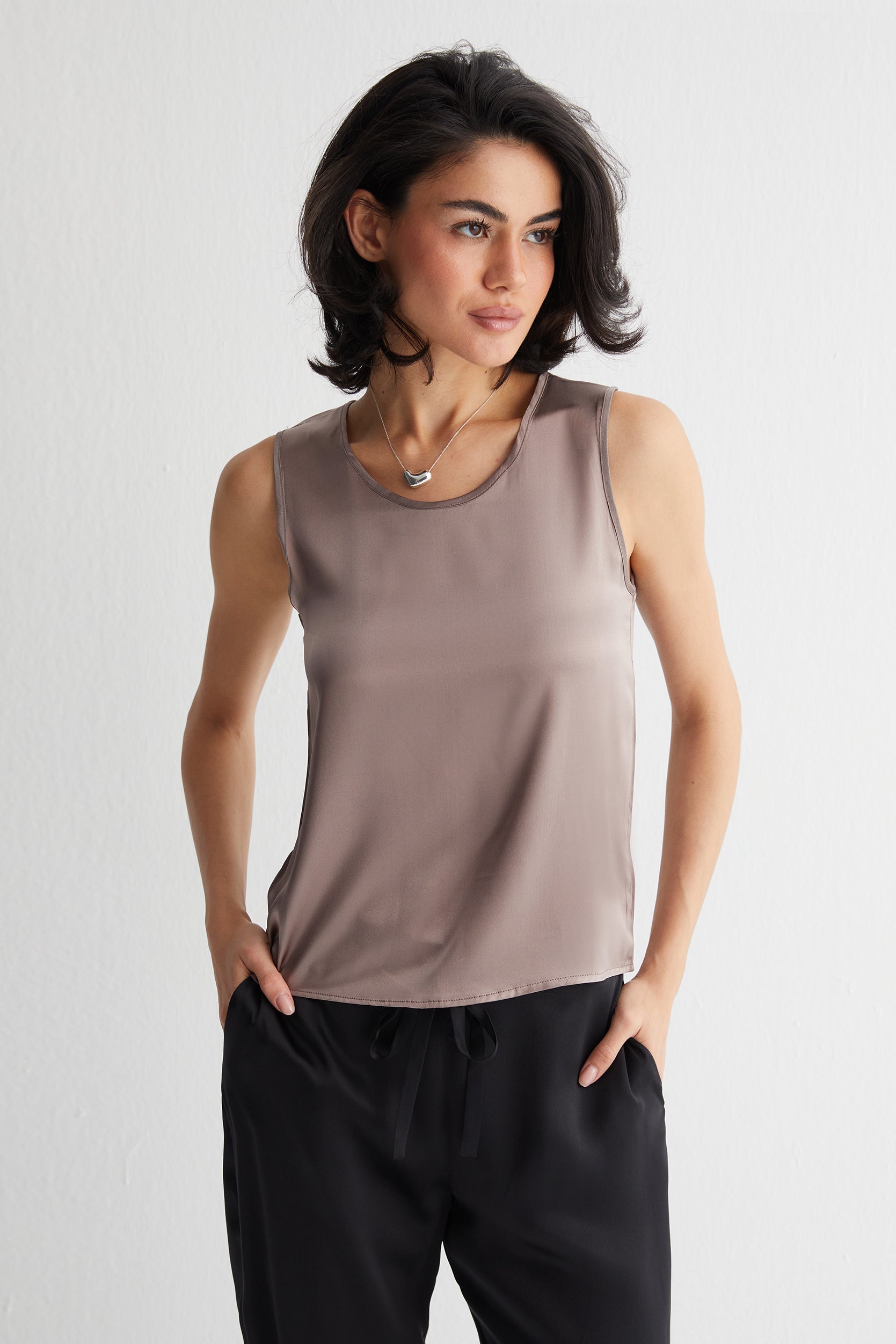 Vizon Toscana İpek Yuvarlak Yaka Bluz