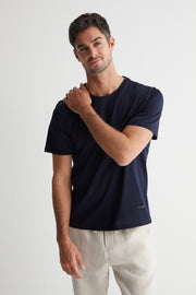 Lacivert Kevin Bisiklet Yaka T-Shirt