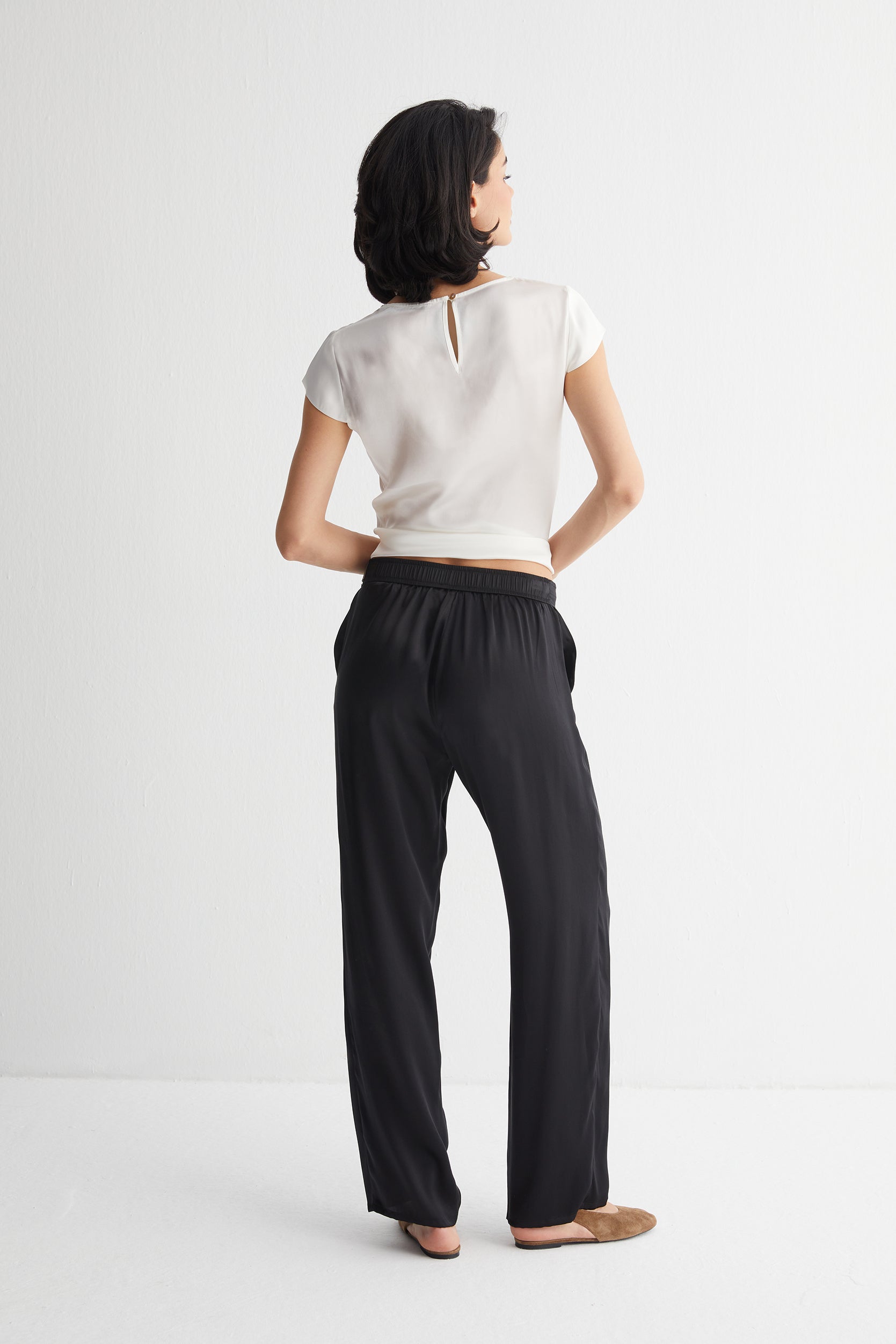 Siyah Nature Saf İpek Pantolon