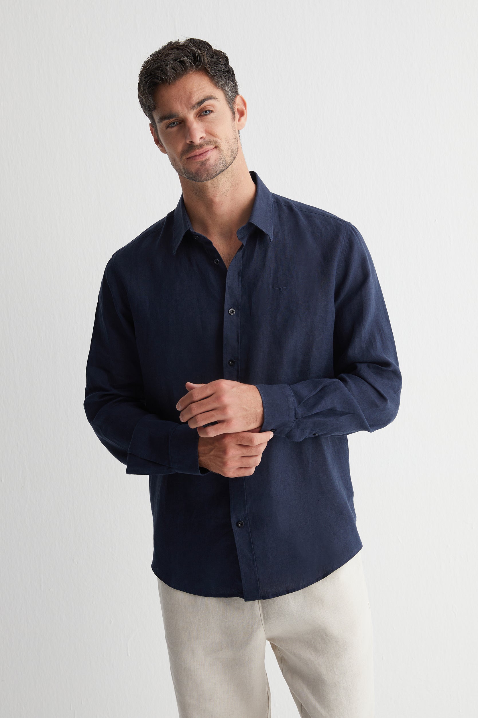 Lacivert Leon Keten Erkek Gömlek