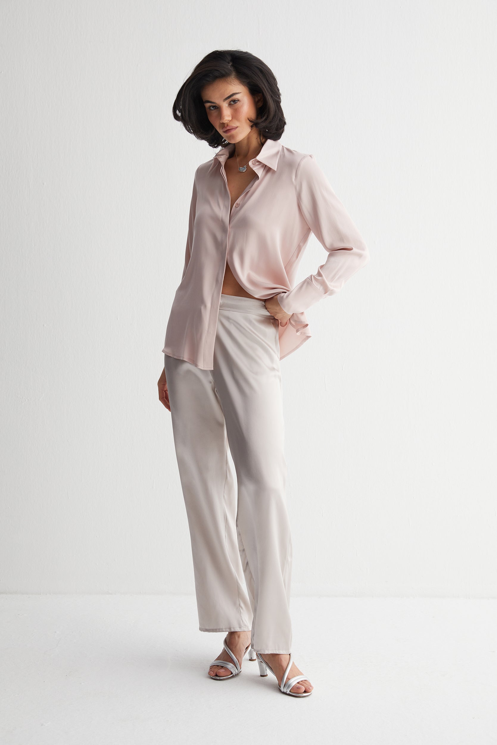 Gri Nature Saf İpek Pantolon