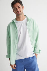 Açık Yeşil Leon Keten Erkek Gömlek