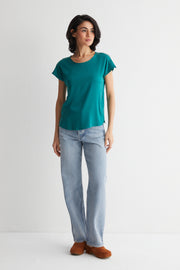 Yeşil Monica Yuvarlak Yaka Kısa Kollu Buz