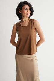 Camel Toscana İpek Yuvarlak Yaka Bluz