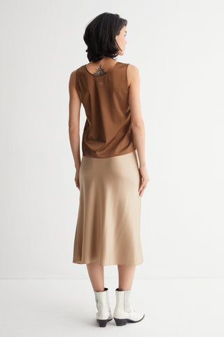 Camel Toscana İpek Yuvarlak Yaka Bluz