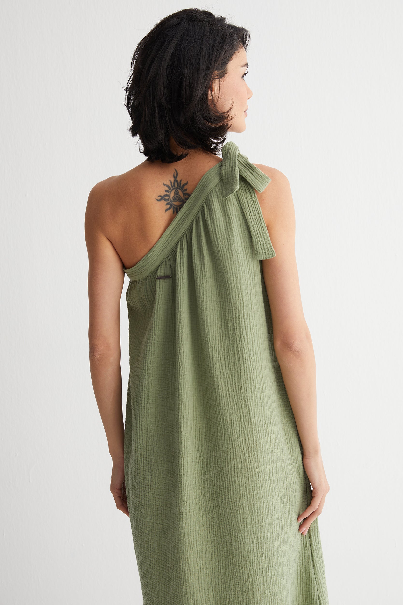 Yeşil Cassandra Tek Omuz Elbise