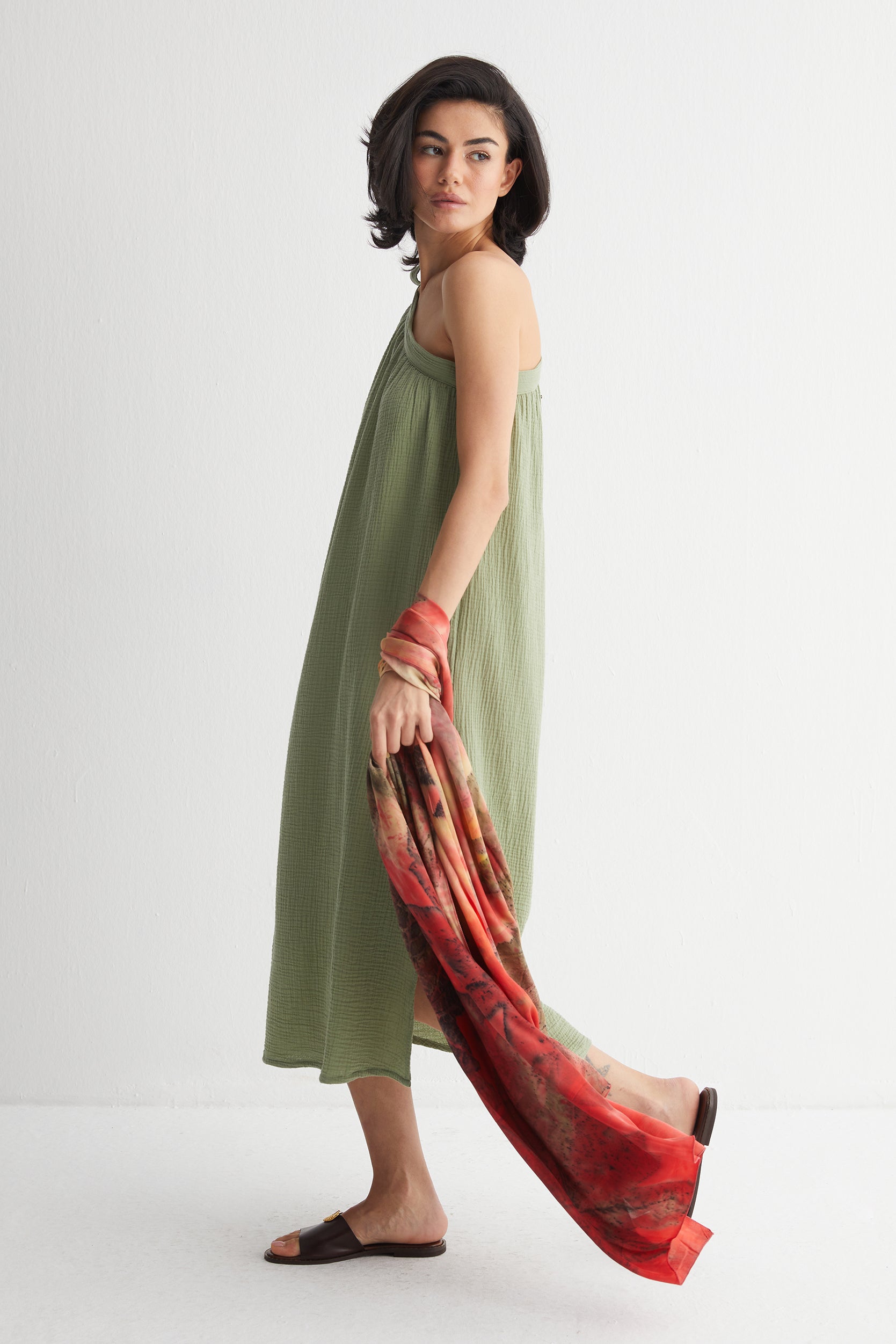 Yeşil Cassandra Tek Omuz Elbise