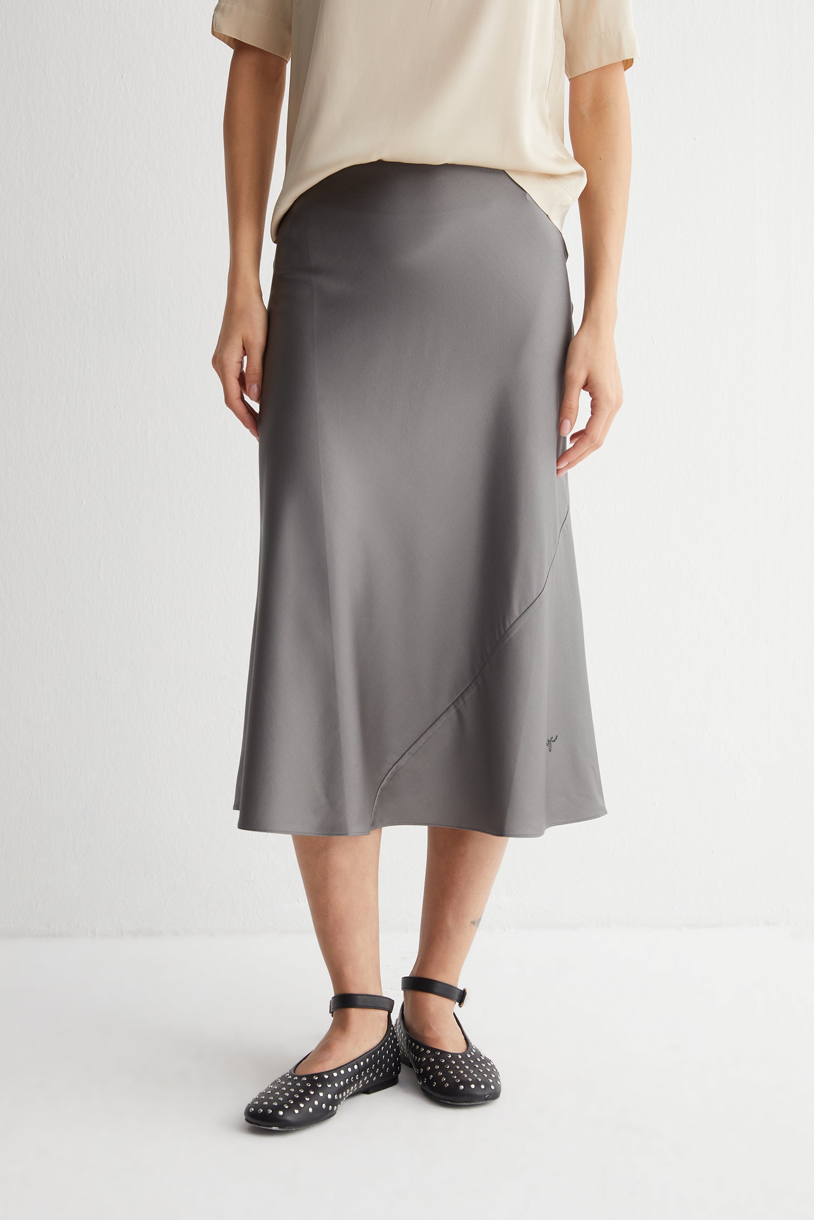 Gri Toscana İpek Elbise