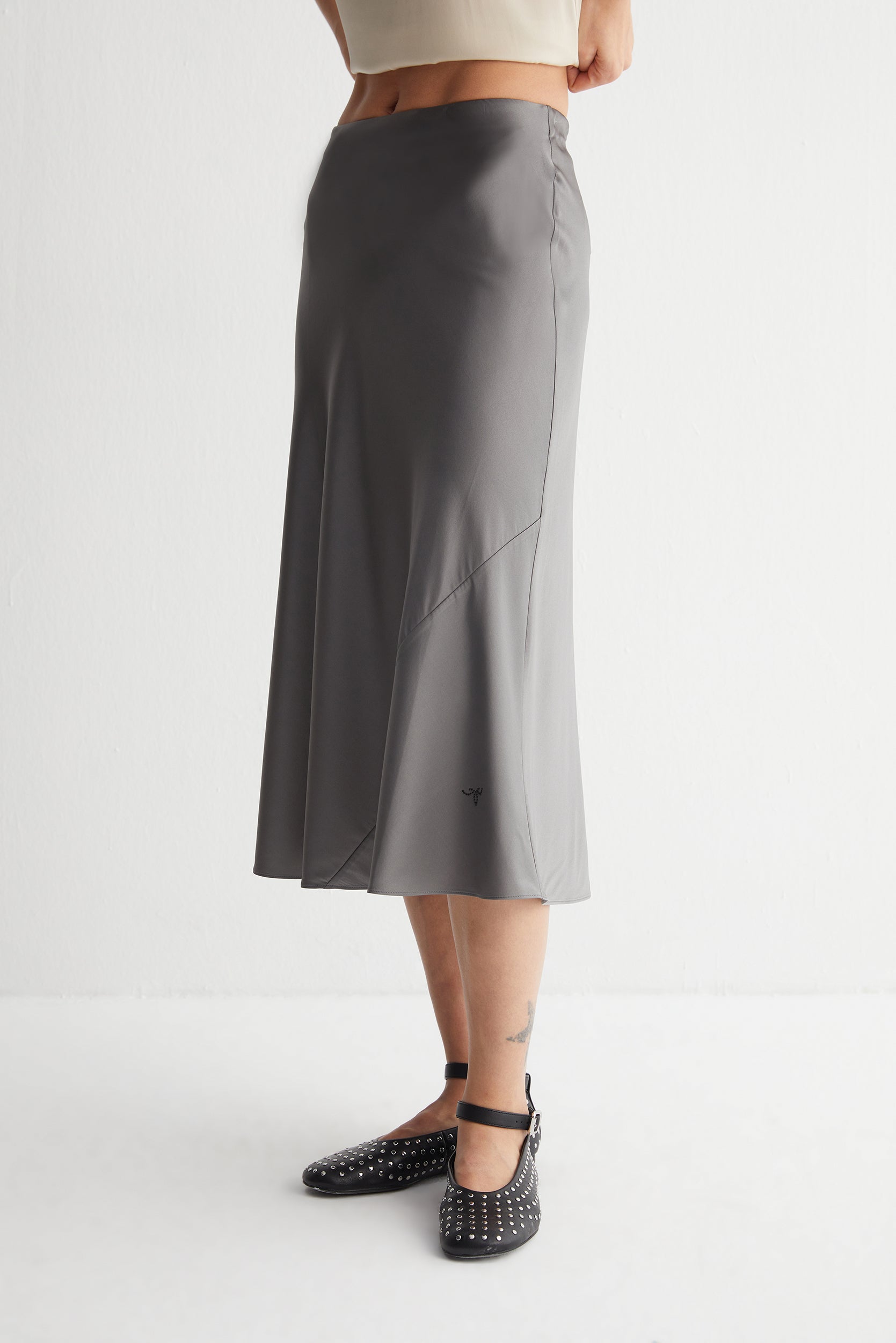 Gri Toscana İpek Elbise