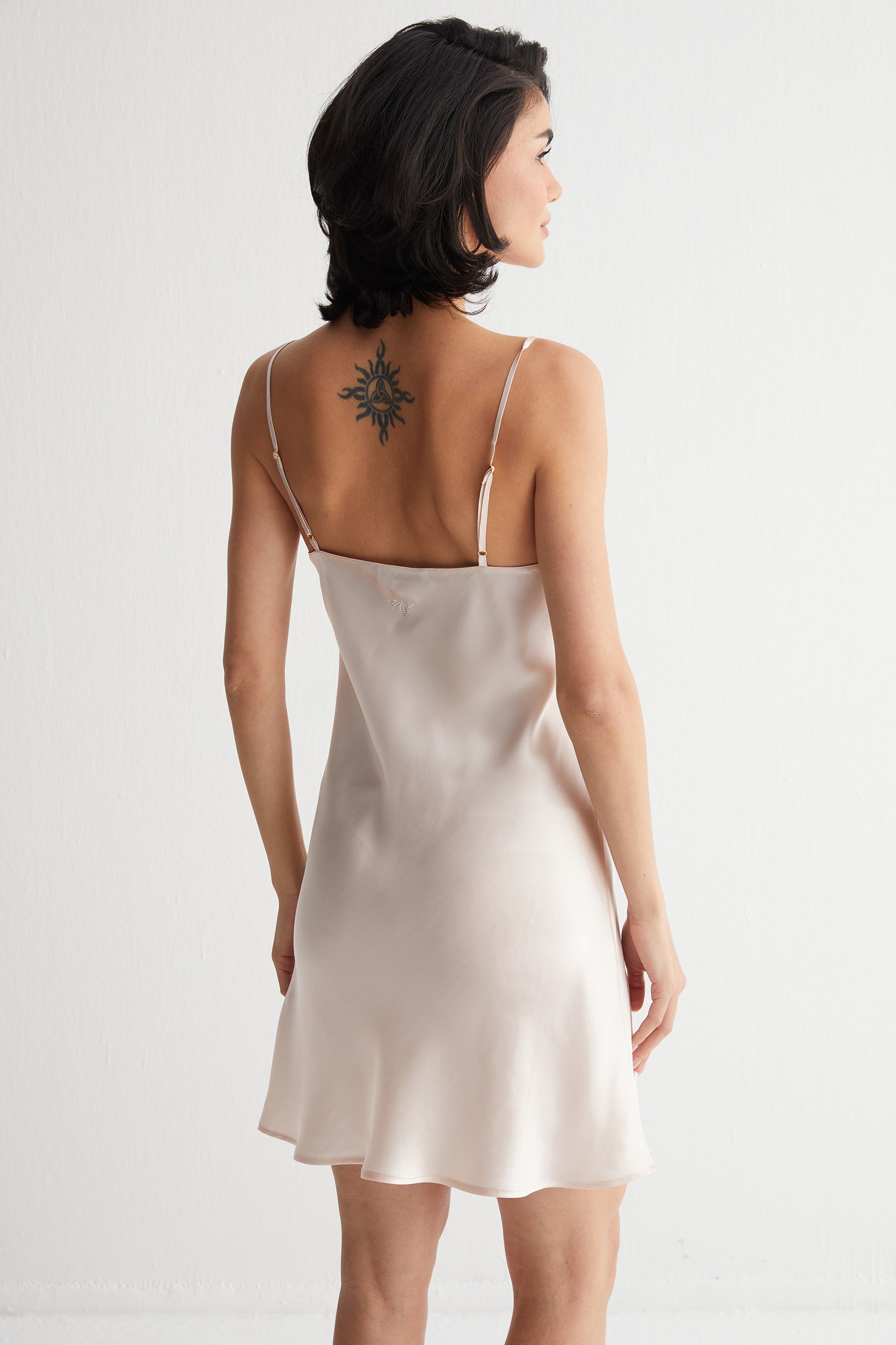 Açık Bej Cindy Saf İpek Gecelik