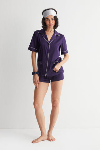 Lacivert Cindy İpek Pijama Seti