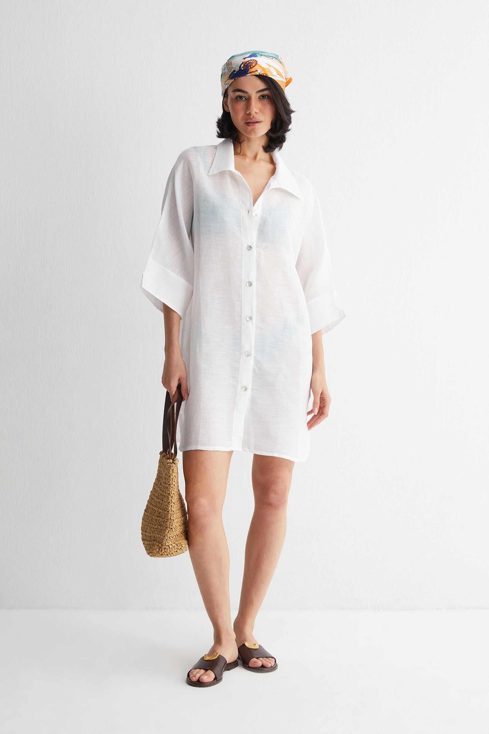 Beyaz Cassandra Tünik Elbise