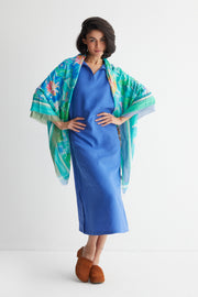 Aqua Jas ipekli Desenli Kare Kare Şal Pareo 140x140 cm