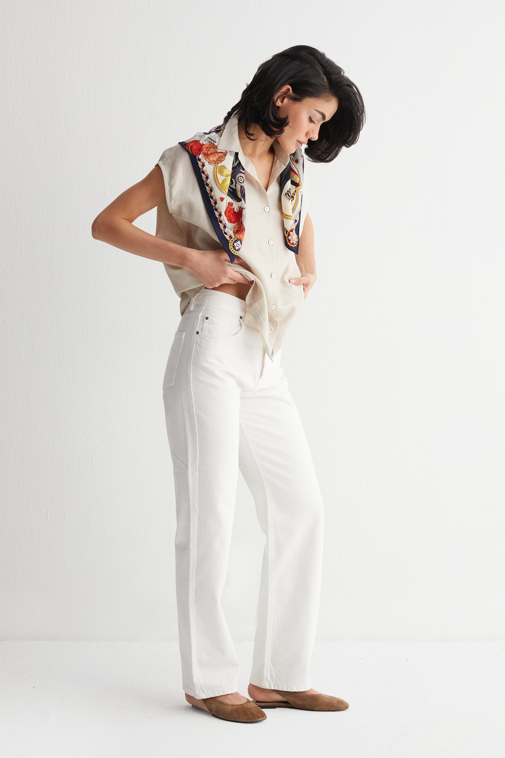 Bej Cassandra Kolsuz Gömlek