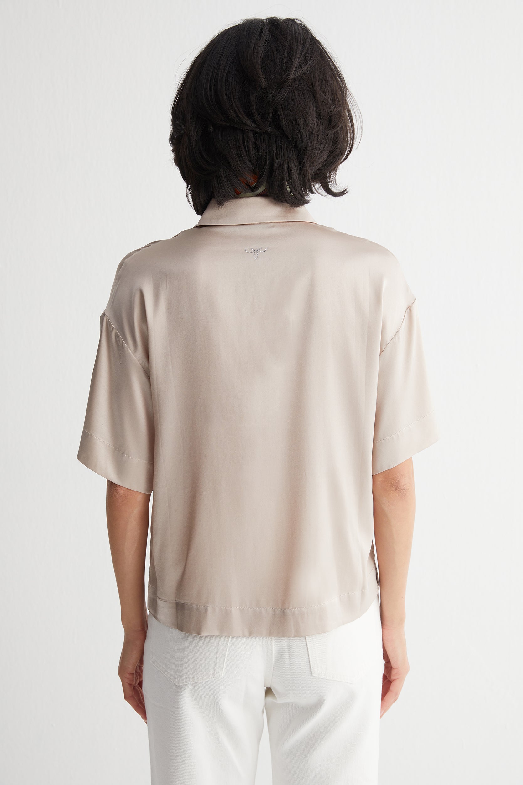 Bej Toscana İpek Kısa Kollu Gömlek