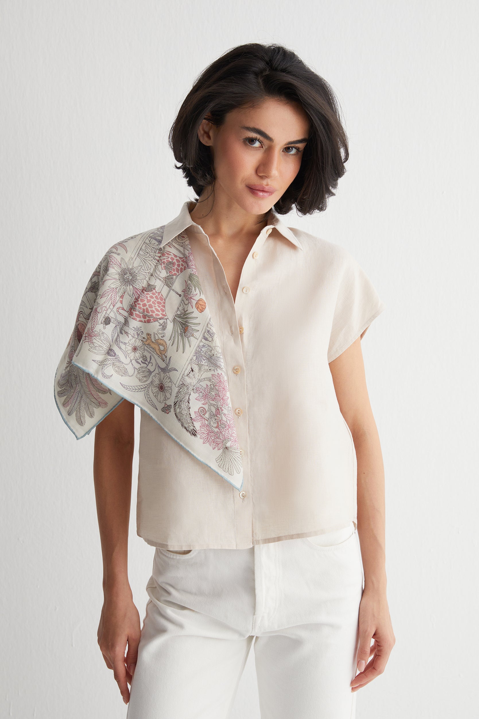 Açık Mavi Lea Kaşmir Desenli Kare Eşarp 70x70