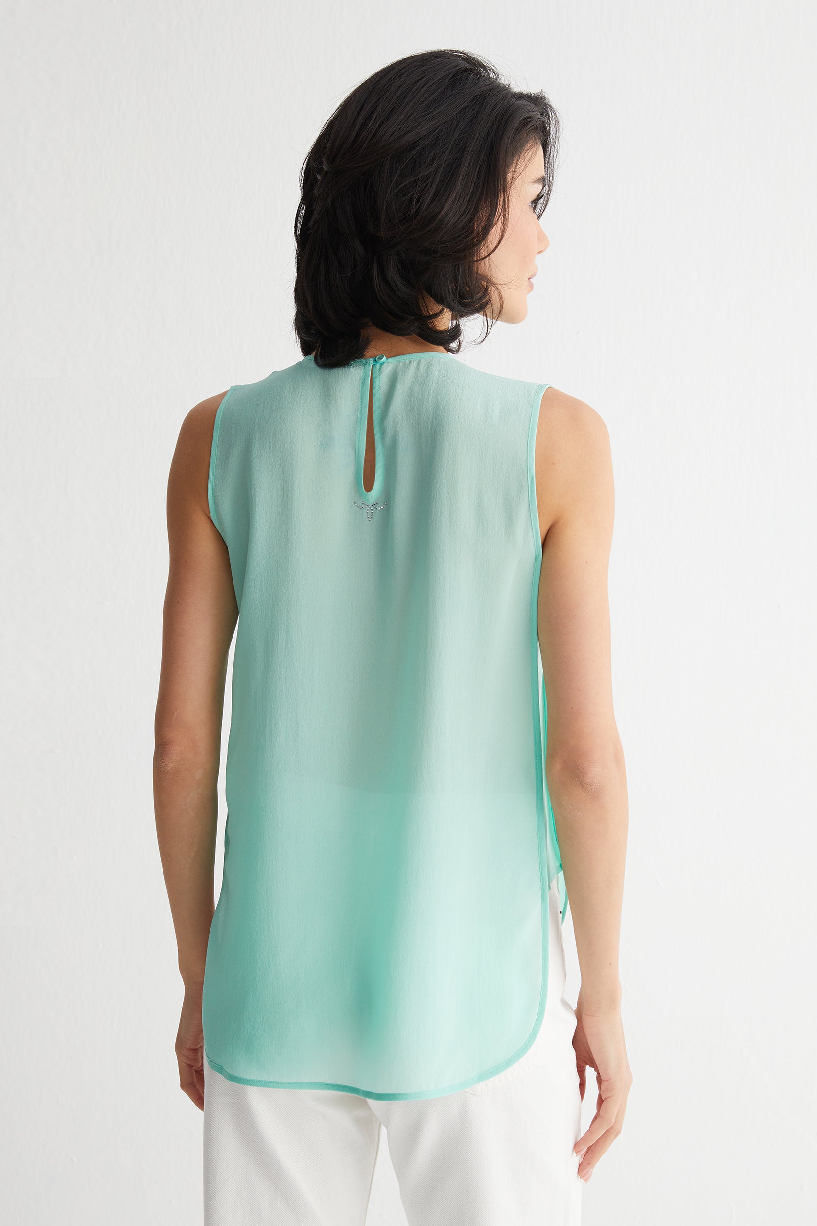 Mint Toscana İpek Yuvarlak Yaka Rahat Kesim Bluz