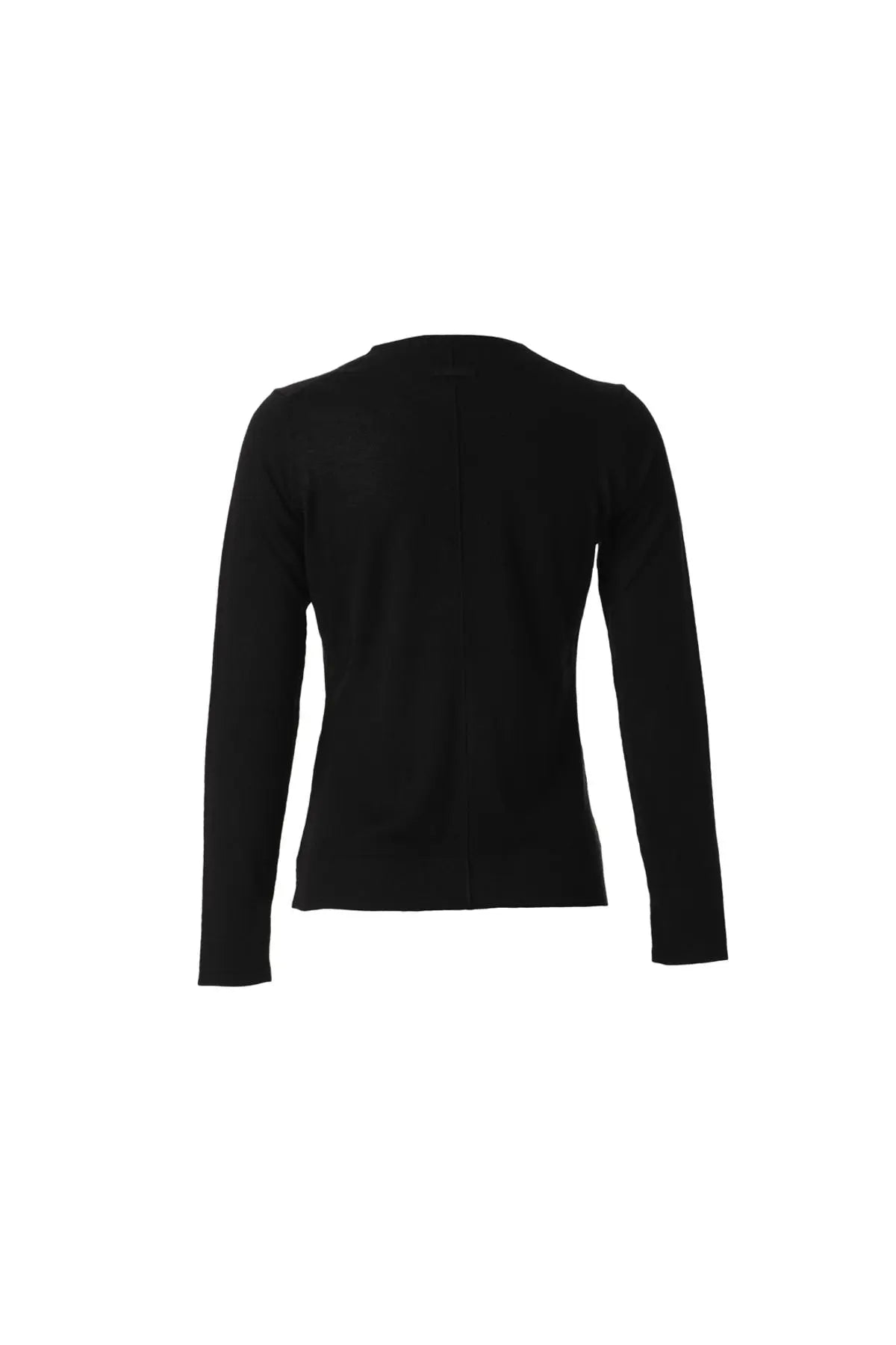 Siyah İpek ve Kaşmir Düğmeli V Yaka Uzun Kollu Aleyna Hırka Silk and Cashmere