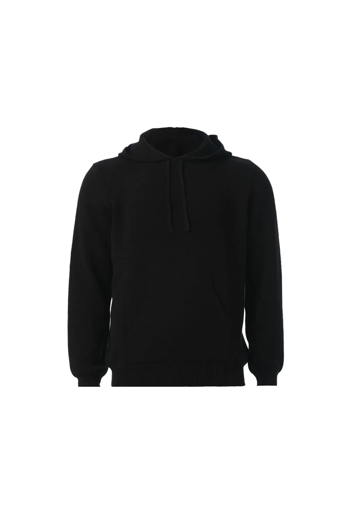 Siyah Kaşmirli Marcello önden cepli Kapüşonlu Kazak Silk and Cashmere