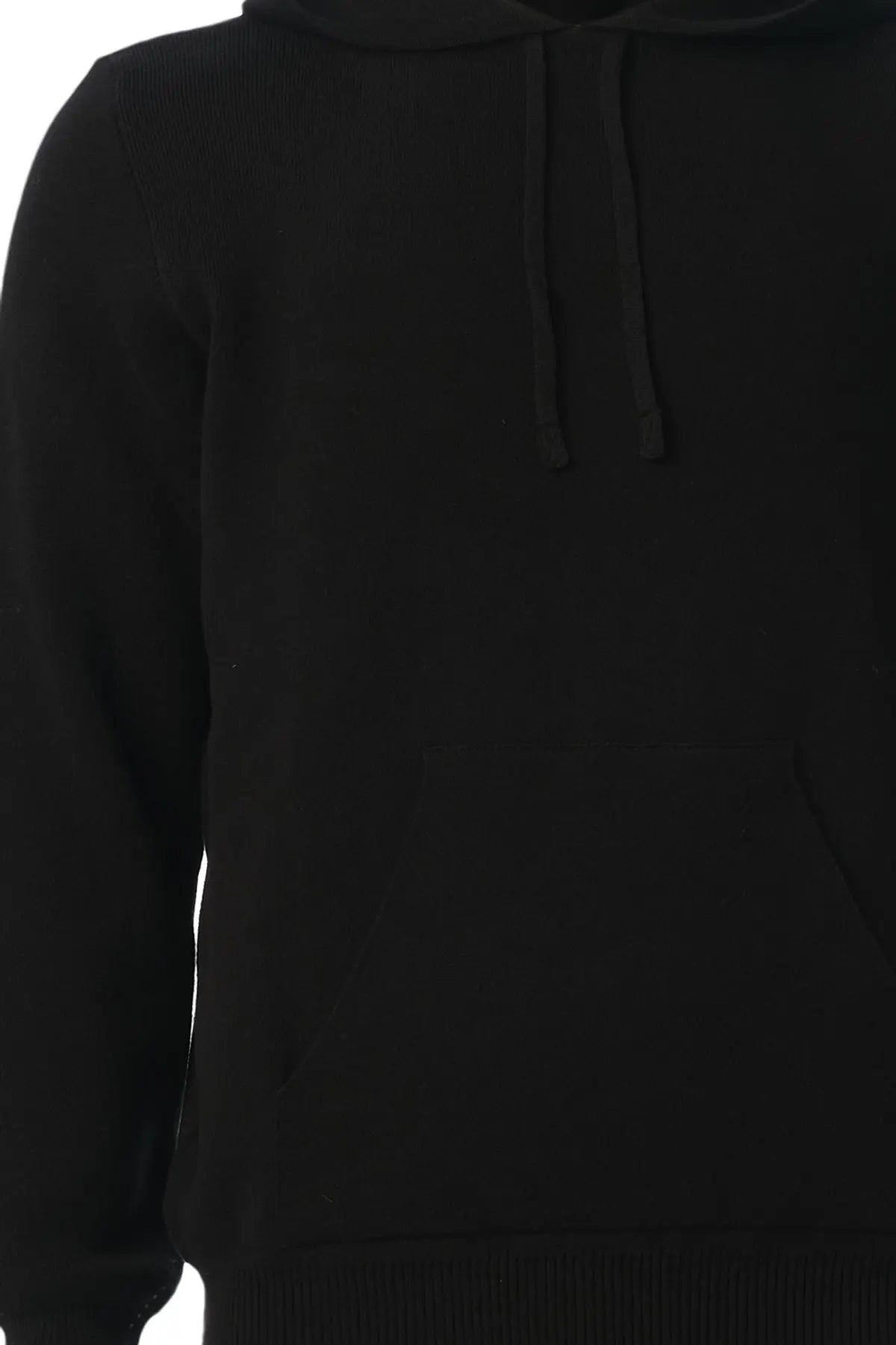 Siyah Kaşmirli Marcello önden cepli Kapüşonlu Kazak Silk and Cashmere