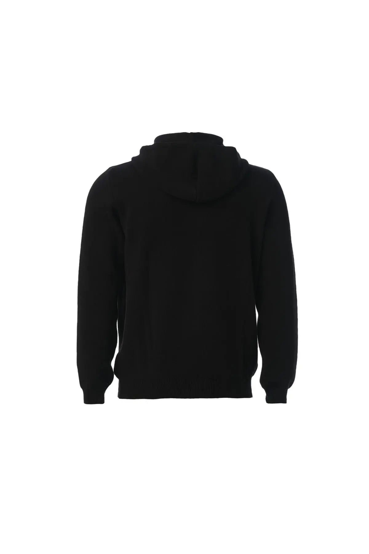 Siyah Kaşmirli Marcello önden cepli Kapüşonlu Kazak Silk and Cashmere