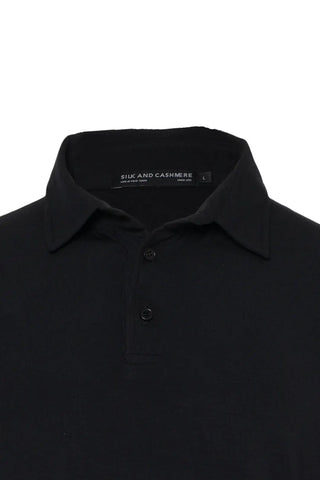 Siyah Modal Fersatile Polo Yaka Kısa Kollu  Erkek Tişört Silk and Cashmere