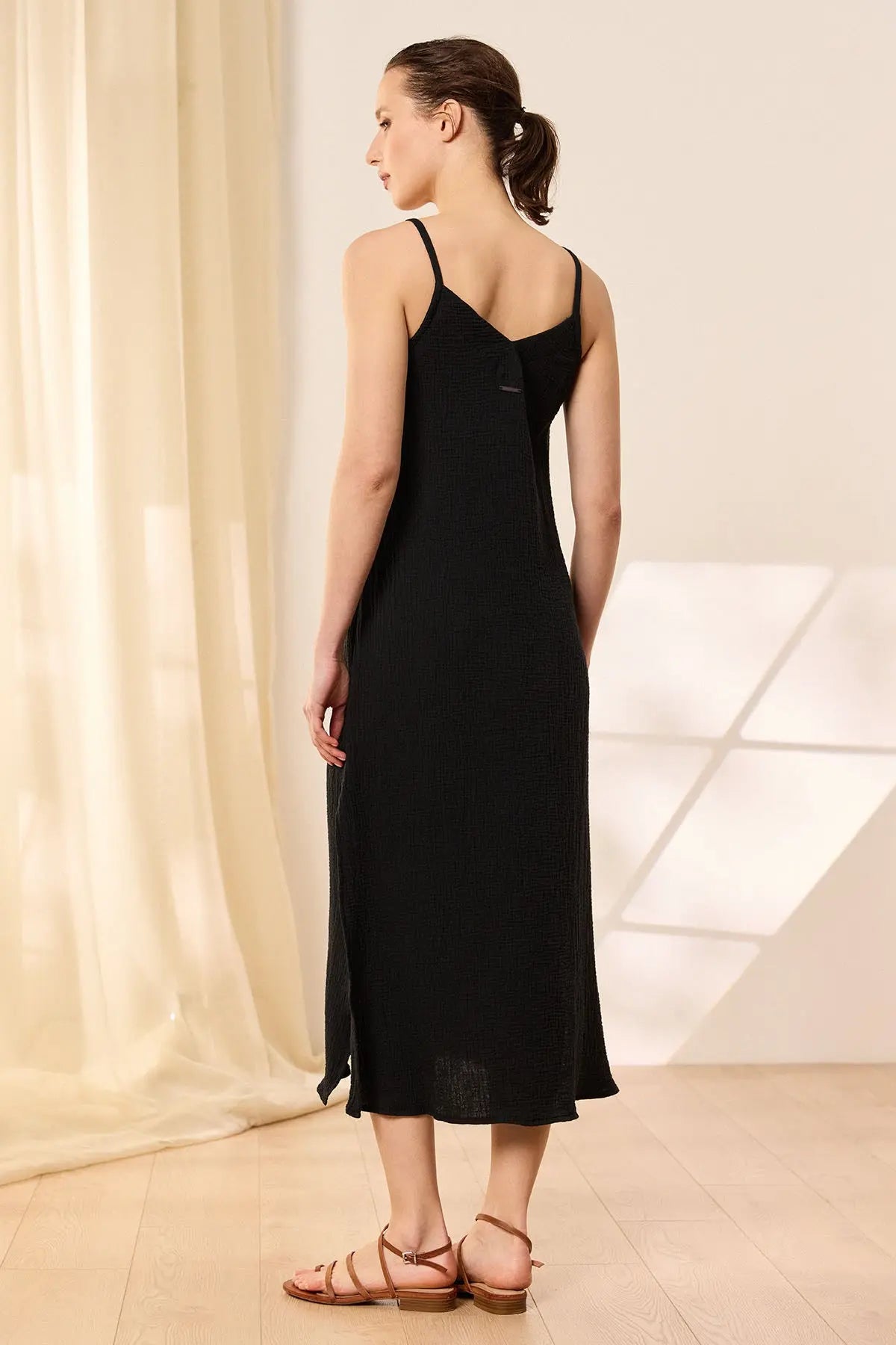 Siyah Pamuk Cassandra Askılı Kadın Elbise Woman