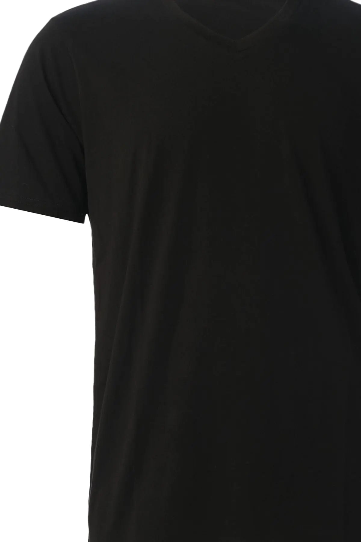 Siyah & More V Yaka Kısa Kollu Erkek Tişört Silk and Cashmere