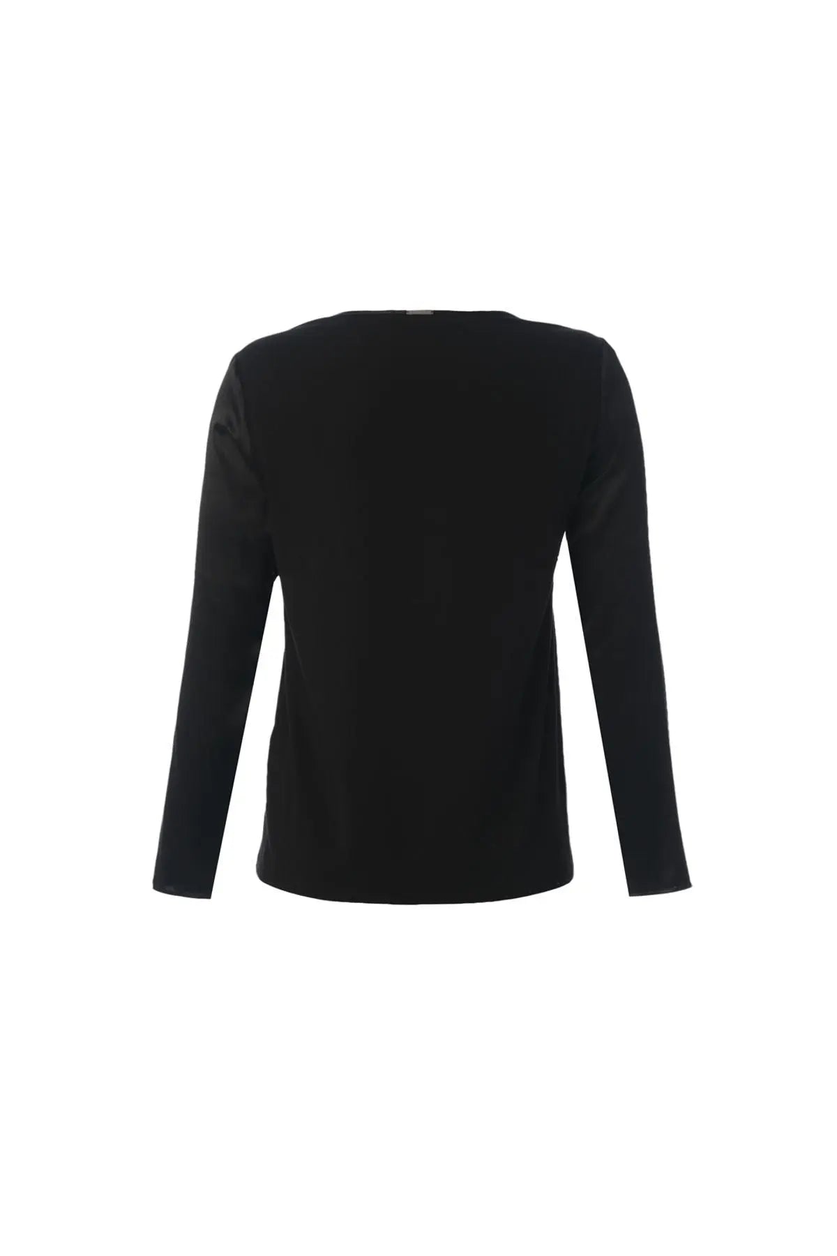 Siyah pekli Monica Yuvarlak Yaka Uzun Kol Bluz Silk and Cashmere