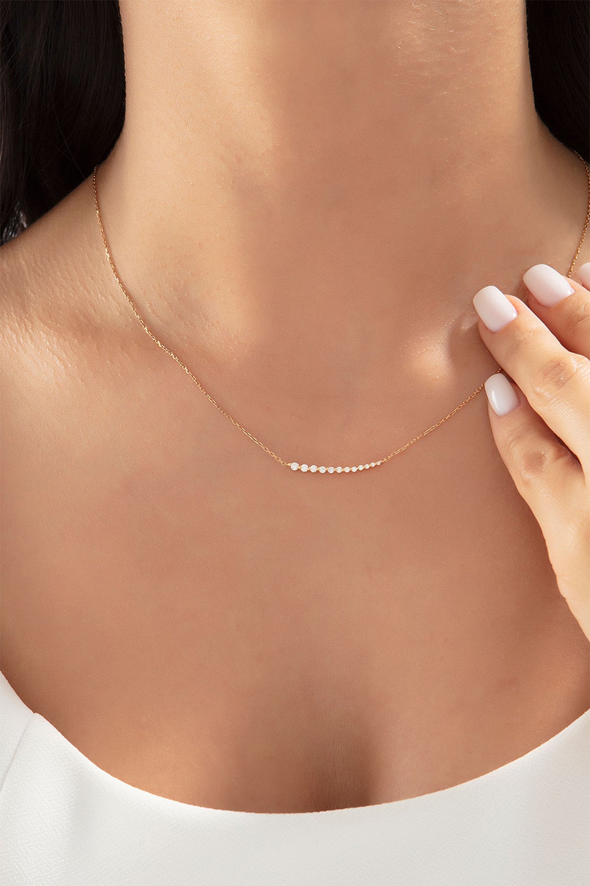 Sarı Stella Lea Pırlanta Taşlı Altın Kolye