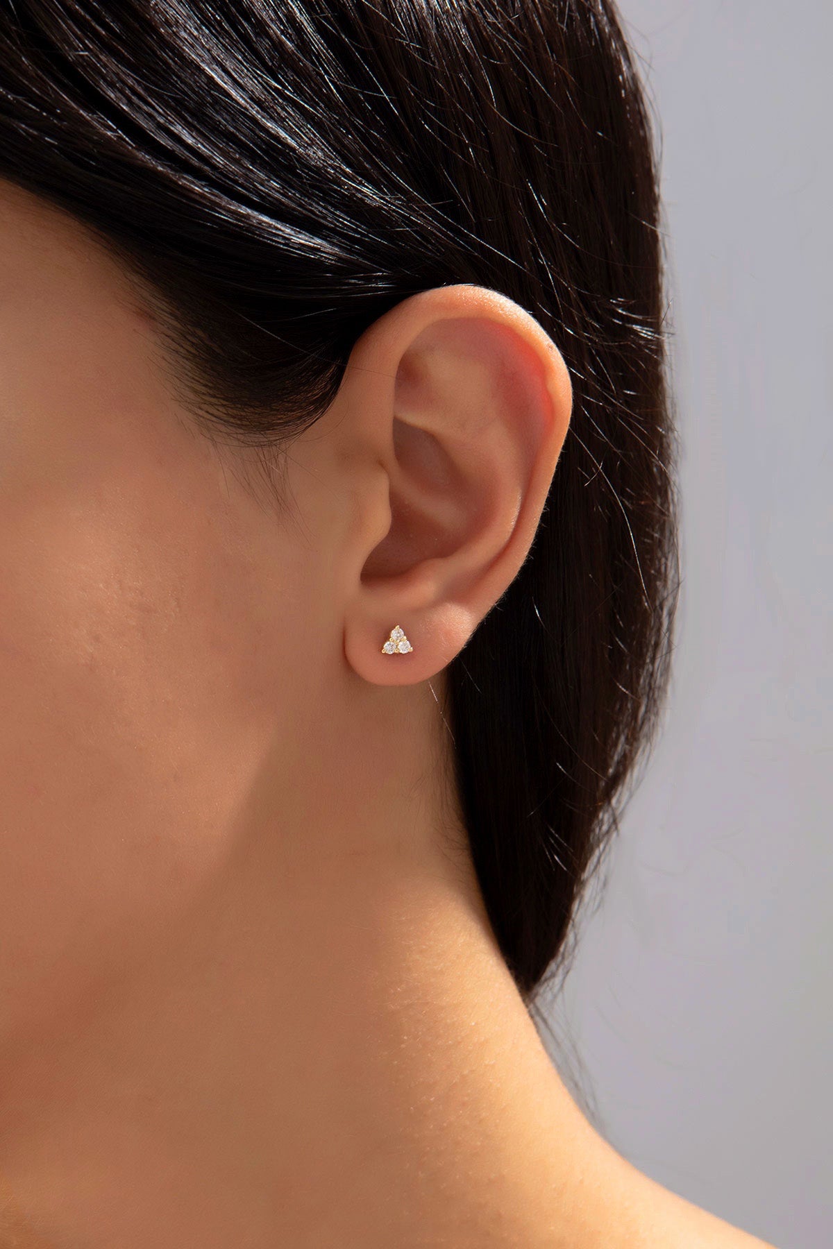 Sarı Trinity Pırlanta Taşlı Altın Küpe