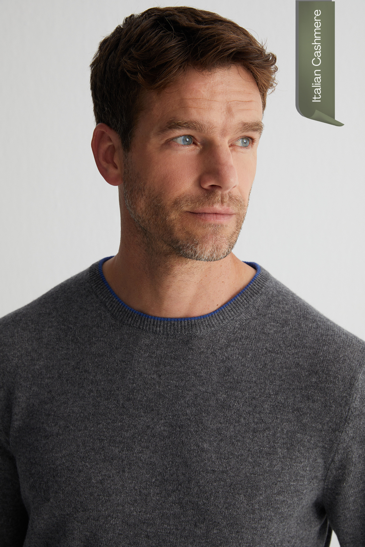 Koyu Gri Franco Saf Kaşmir Bisiklet Yaka Kazak