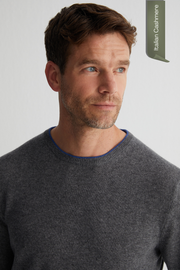 Koyu Gri Franco Saf Kaşmir Bisiklet Yaka Kazak