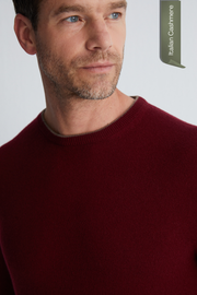 Bordo Franco Saf Kaşmir Bisiklet Yaka Kazak