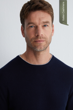 Koyu Lacivert Franco Saf Kaşmir Bisiklet Yaka Kazak