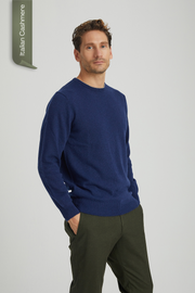 Lacivert Franco Saf Kaşmir Bisiklet Yaka Kazak