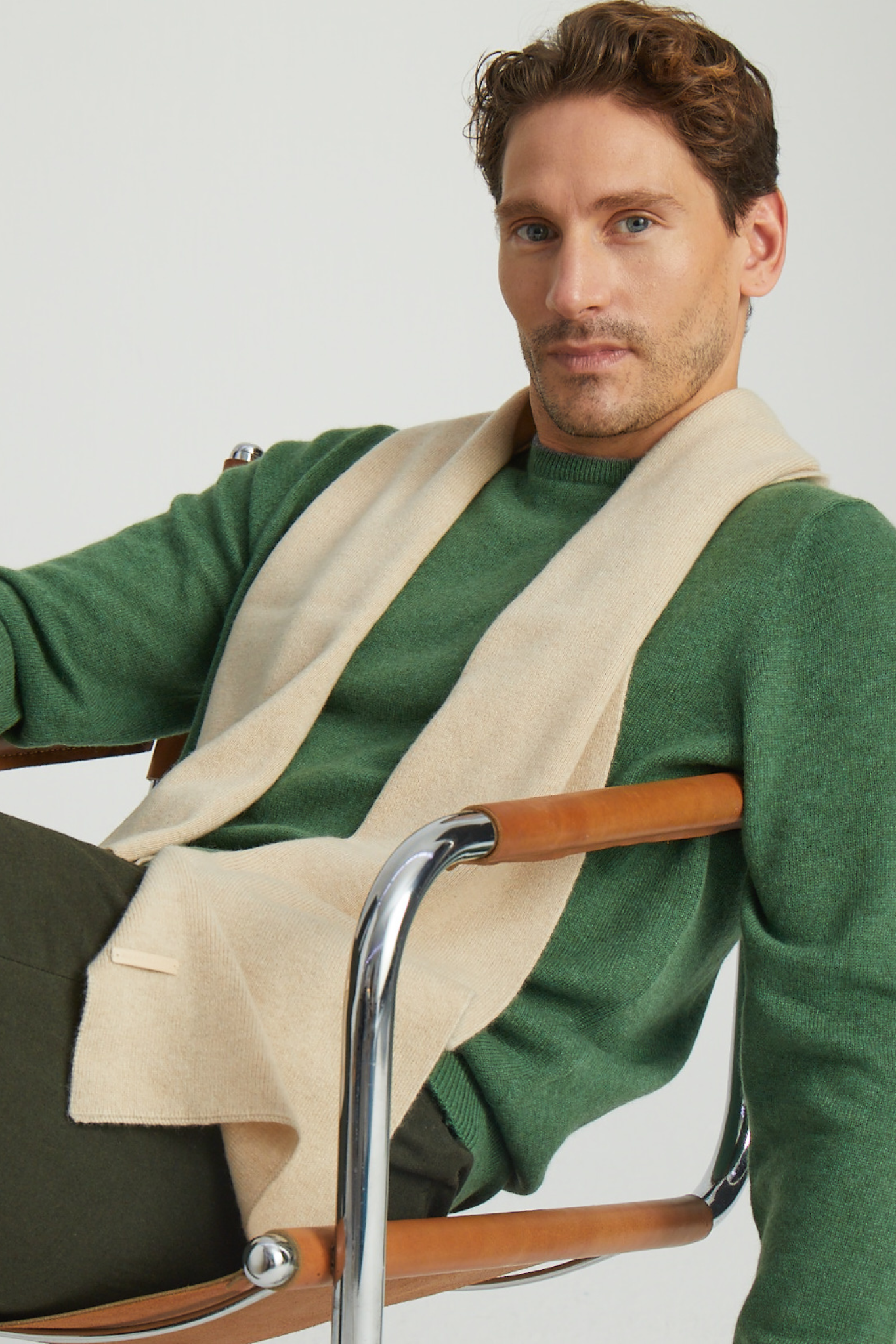 Kum Beji Saf Kaşmir Hannover Atkı 25x170cm