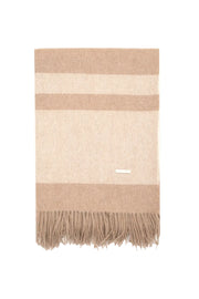 Vizon Saf Kaşmir Rose Çizgi Detaylı Battaniye 185x135 cm Silk and Cashmere