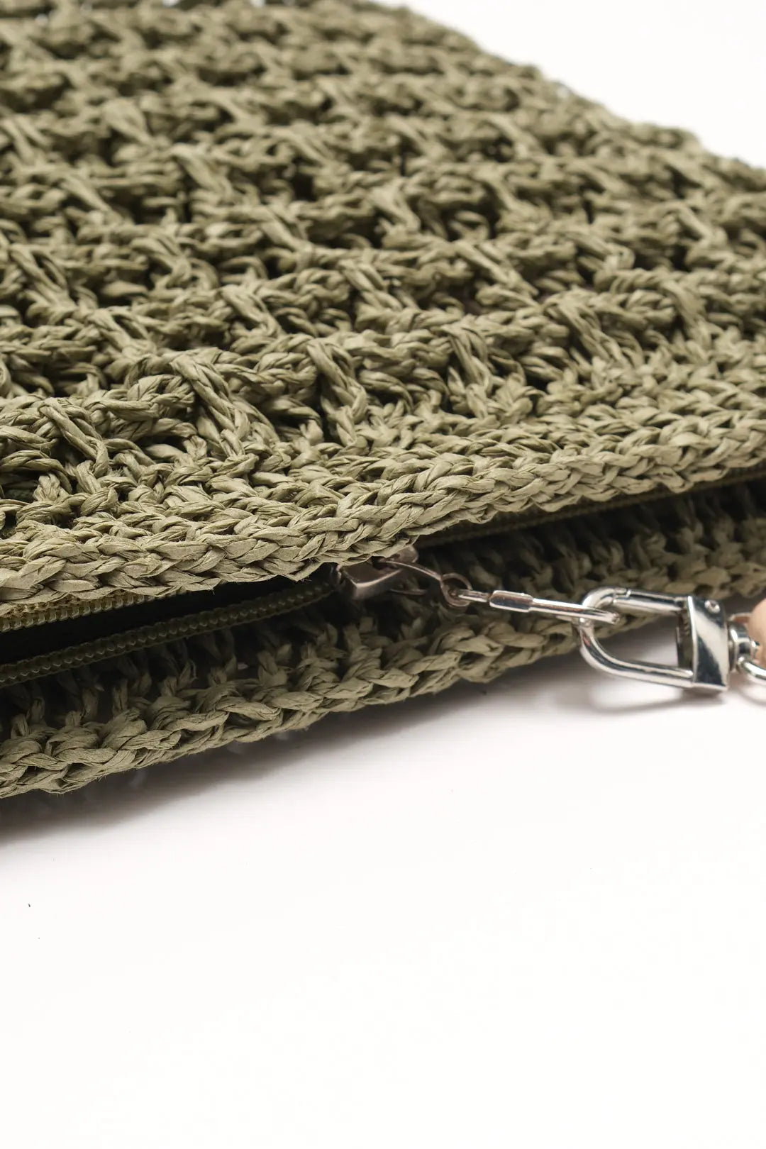 Yeşil Nina Dokulu Hasır El Çanta Silk and Cashmere