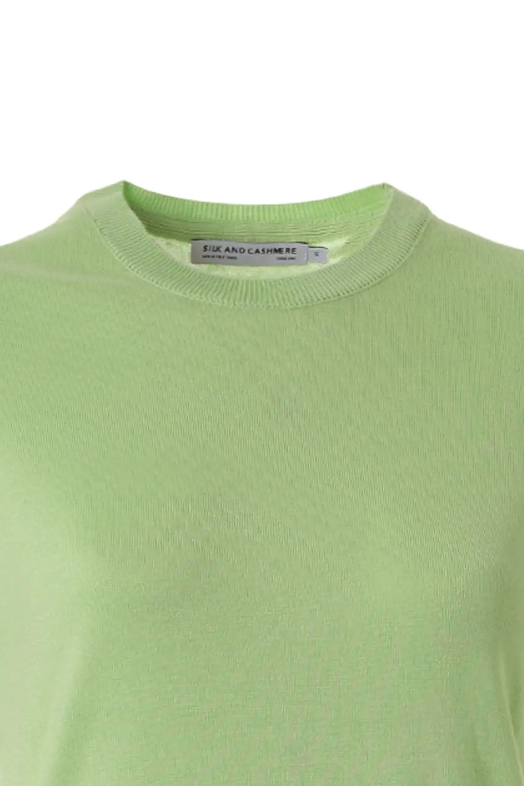 Yeşil Pamuk Modal Juno Yuvarlak Yaka Kısa Kollu Triko Silk and Cashmere